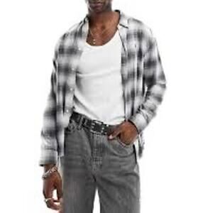 All Saints Men’s Omega Relaxed Fit Flannel LS Shirt Size XL